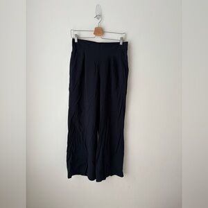 Max Studio Navy Wide Leg Pants Elastic Waist Minimalist Draped Trousers L